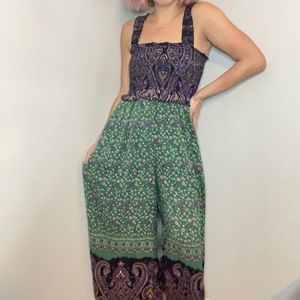Urbane Outfitter smocked Jumpsuit Wide Leg Stretch